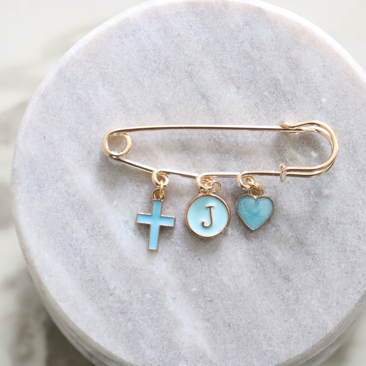 Simple Cross and Heart Keepsake Pin