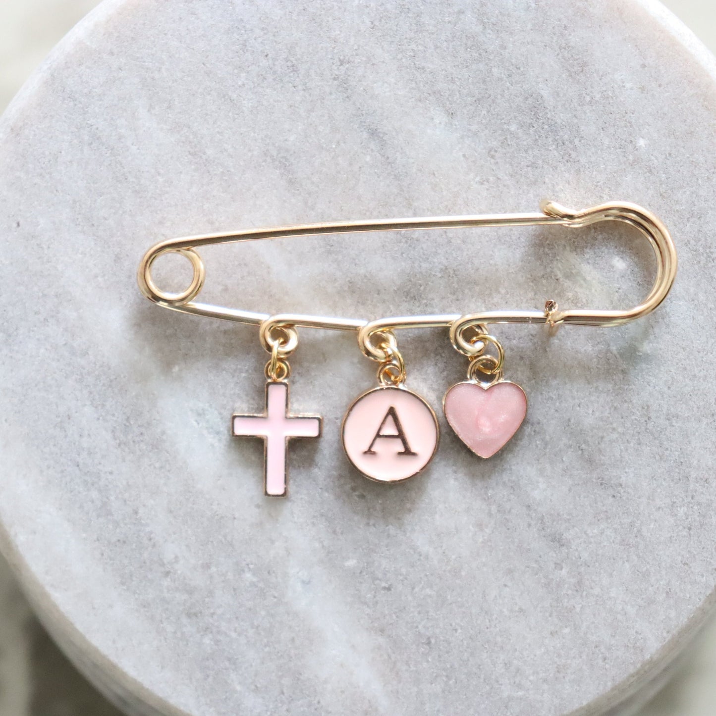 Simple Cross and Heart Keepsake Pin