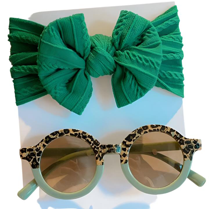 Headband and Sunglasses Set - Leopard Green