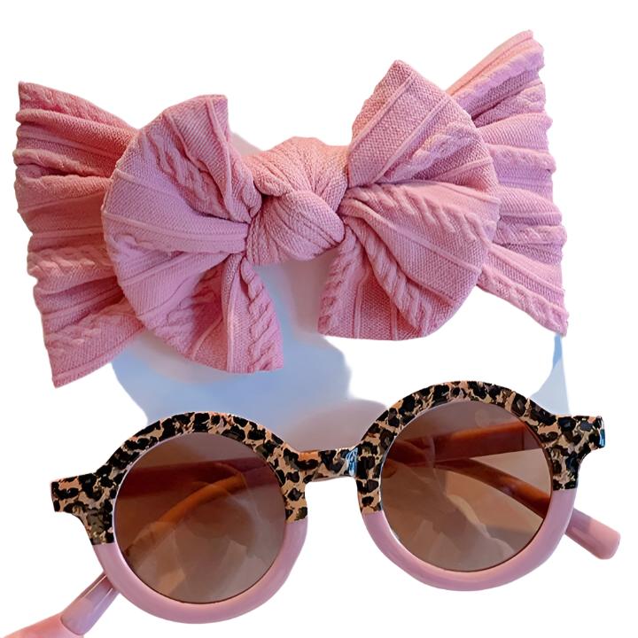 Headband and Sunglasses Set - Leopard Pink