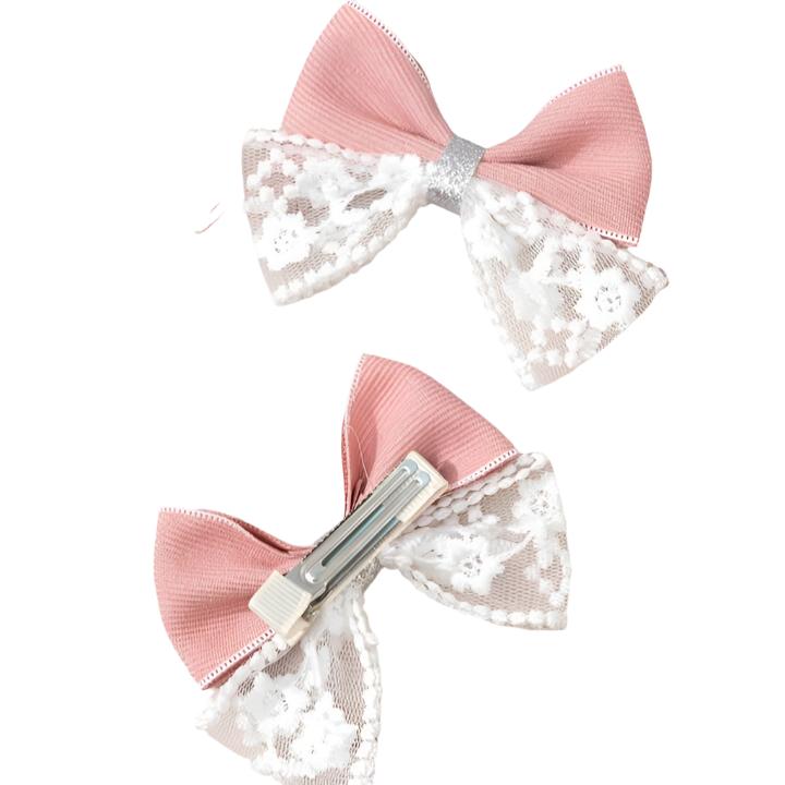 Bow - Pink Lace Clip
