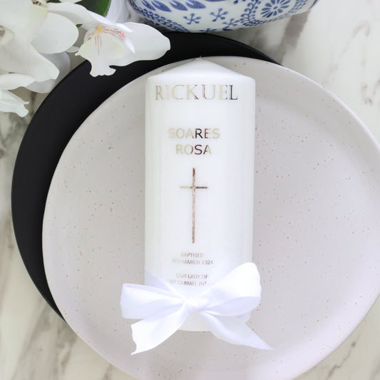 Baptism Candle with White Satin Ribbon