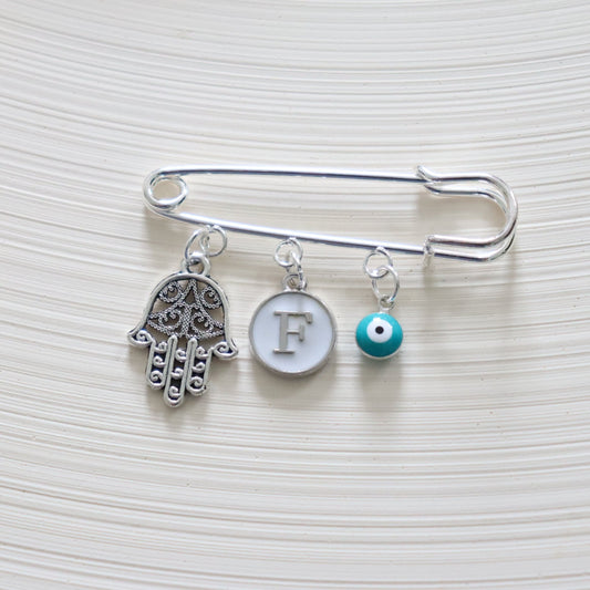 Hamsa Turquoise Evil Eye Protection Silver Keepsake Pin