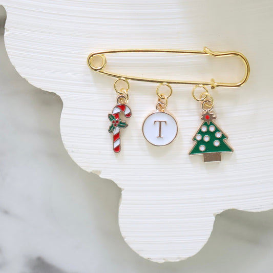Christmas Candy Cane and Tree Keepsake Pin