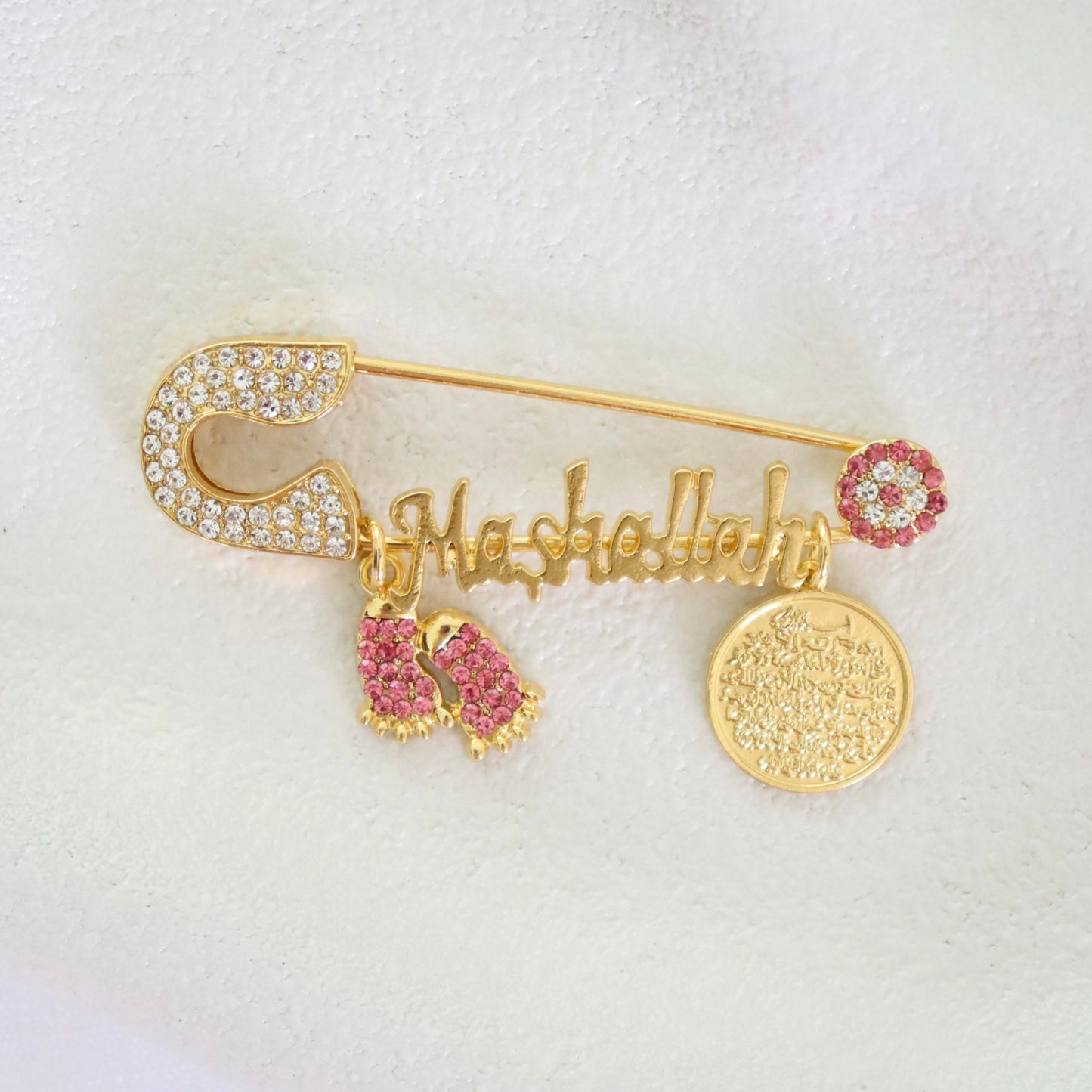 Diamanté Luxe Golden Pink Mashallah Keepsake Pin