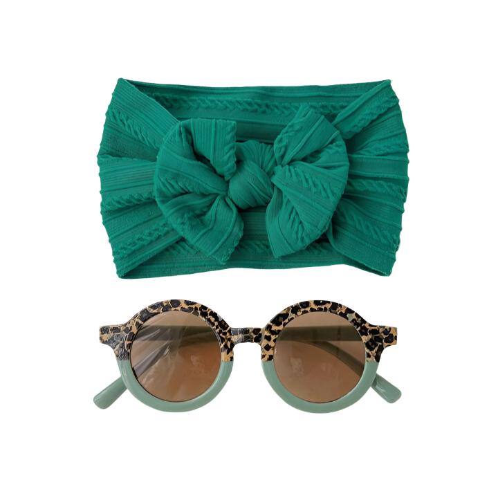 Headband and Sunglasses Set - Leopard Green