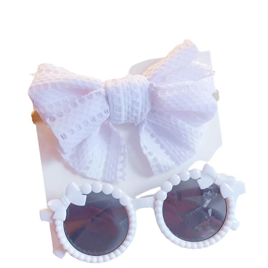 Headband and Sunglasses Set - Pearl White