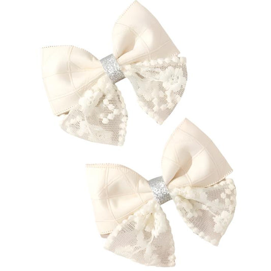 Bow - White Lace Clip
