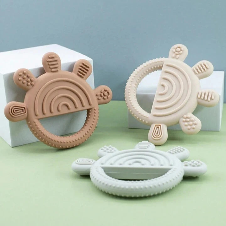 Teether - Green Silicone Sun